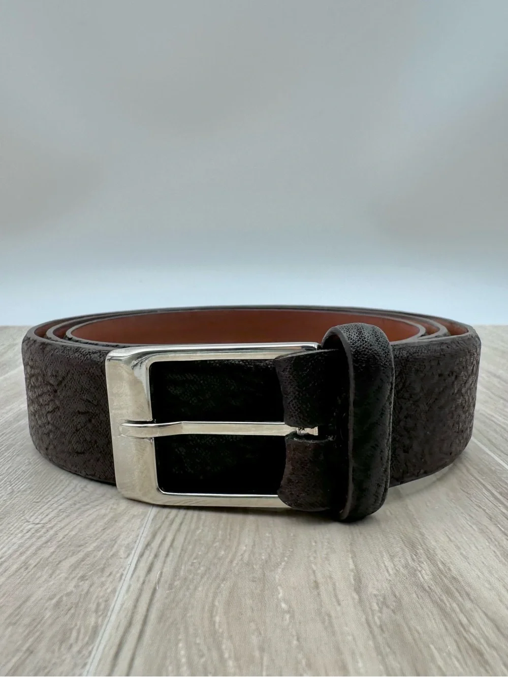 Fullum & Holt Imported Genuine Skark Skin Black Leather Men’s Belt 01102B Sz 40